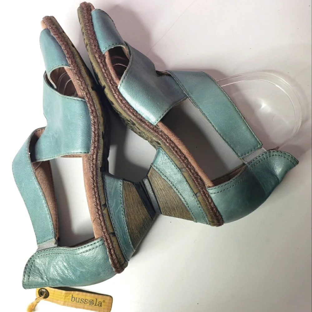 Bussola Padova Leather Sandals Sz 40 Wrap Gladiator Boho Beachy Comfort Women's
